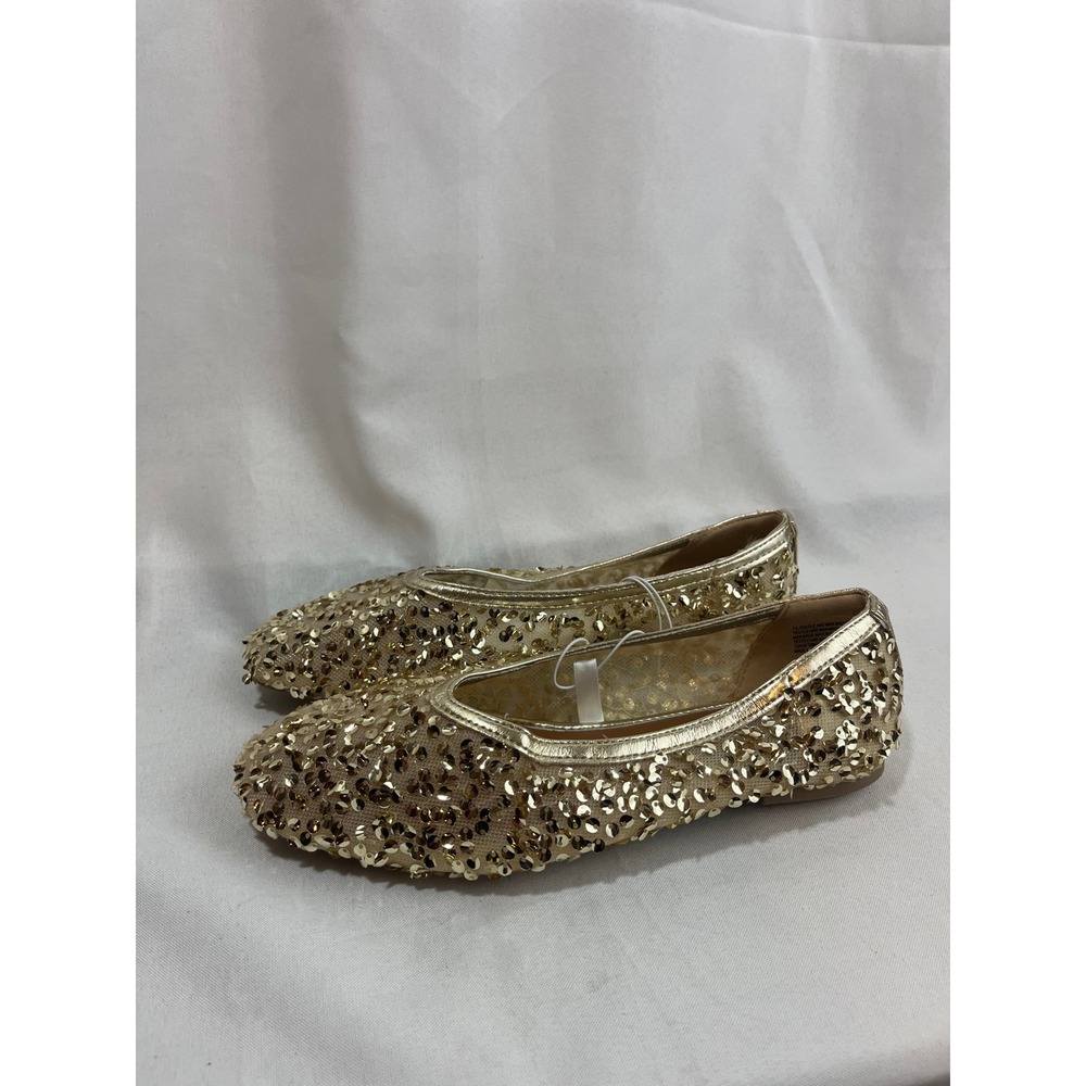 A New Day Womens Gold Sequin Ballet Flats Sparkle Party Shoes Size 7.5 NEW